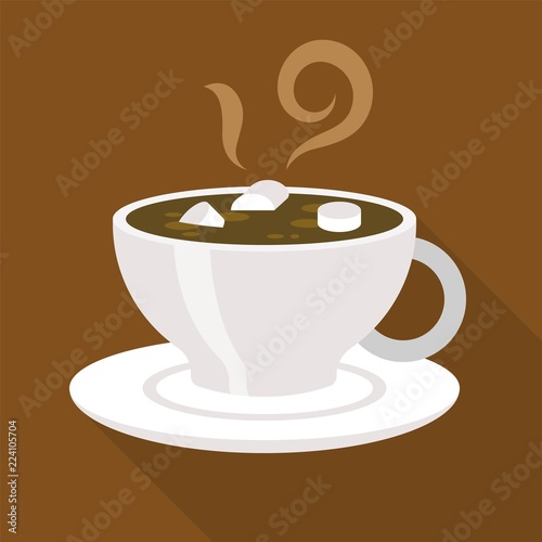 Cup of coffee with marshmallows vector, flat design