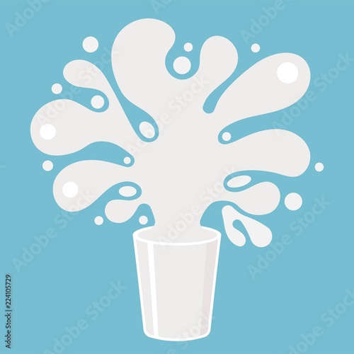 splash and blot milk from glass, shape illustration