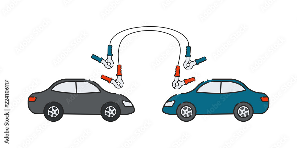 Naklejka premium Car battery. Flat abstract icon. Vector illustration. Roadside assistance