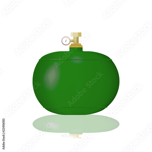 Green cylinder with liquefied gas. Phosgene vector illustration.