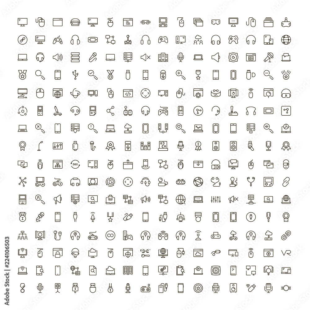 Online game icon set. Online game icon set.