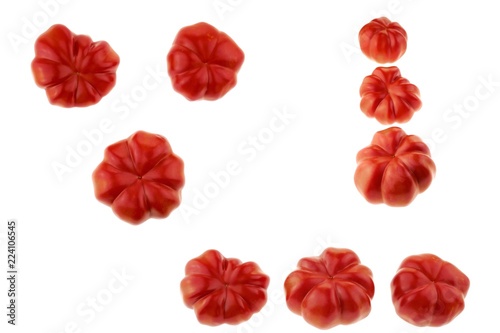 Tomato isolated.Collage.  ripe red tomatoes set isolated on white background.Harvest of tomatoes