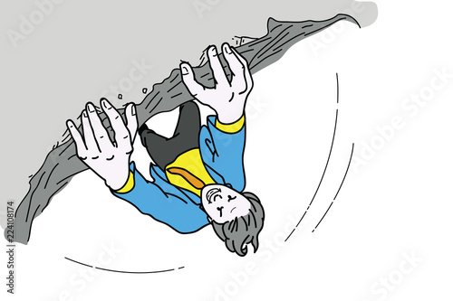 Businessman climbing to the top of mountain