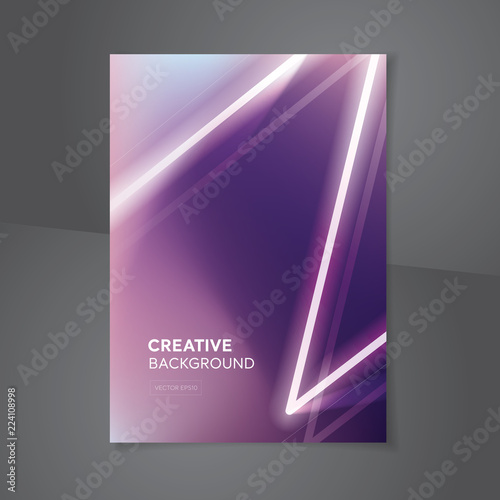 Modern vivid sparkling laser light beams on purple background
