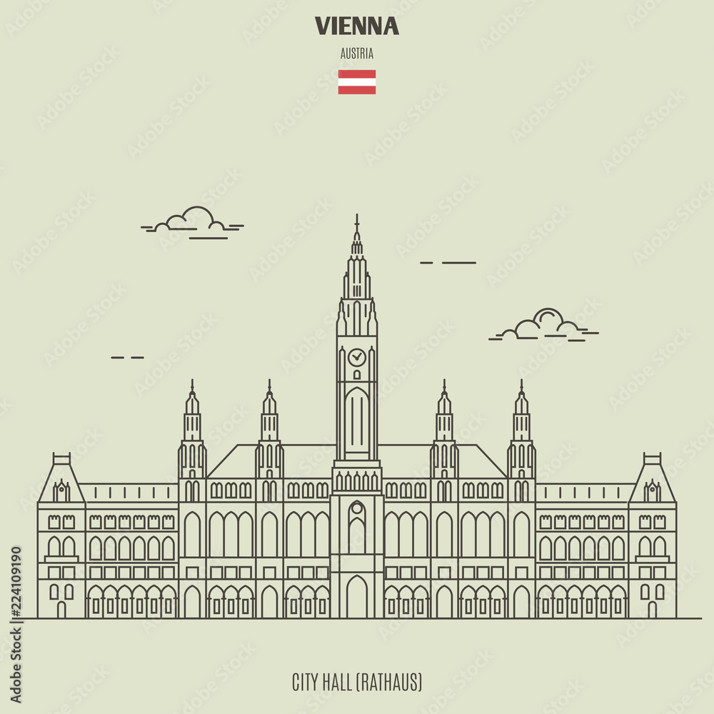 Obraz premium City Hall in Vienna, Austria. Landmark icon