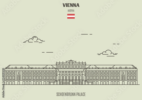 Schoenbrunn Palace in Vienna, Austria. Landmark icon