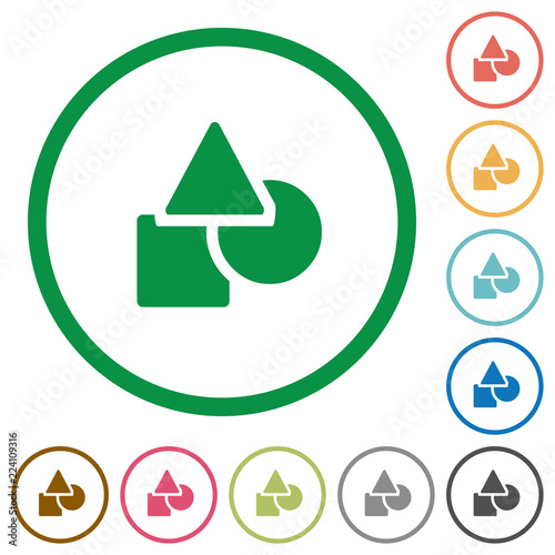 Basic geometric shapes flat icons with outlines
