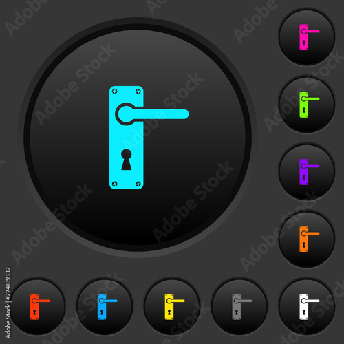 Right handed door handle with screws dark push buttons with color icons