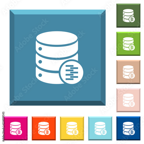 Database compress data white icons on edged square buttons
