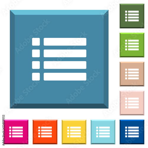 Unordered list white icons on edged square buttons