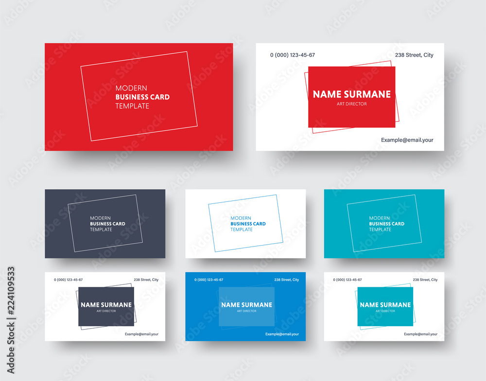Vector business card template in a modern minimalist style with a rectangle Vector business card template in a modern minimalist style with a rectangle