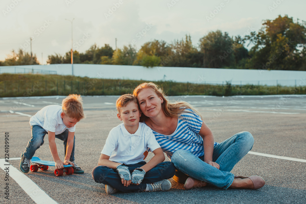 Family leisure concept in the summer outdoors Family leisure concept in the summer outdoors