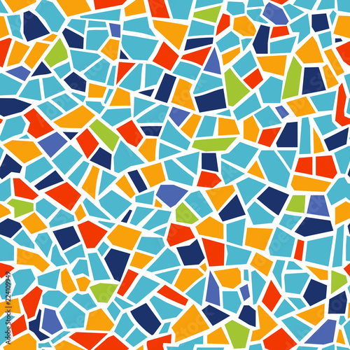 Bright abstract mosaic seamless pattern. Vector background. Endless texture. Ceramic tile fragments. photo