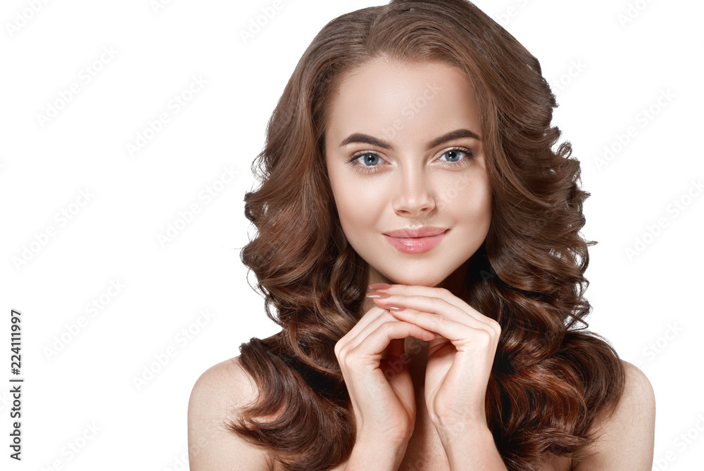 Woman with beautiful long hair isolated on white healthy and shine hairstyle Woman with beautiful long hair isolated on white healthy and shine hairstyle