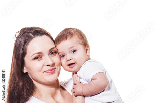 Adorable mother and child looking at the camera