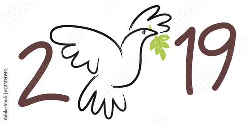 Carte De Vœux 19 Symbolisant La Paix Avec Le Dessin D Une Colombe Portant Une Branche D Olivier Stock Vector Adobe Stock Carte De Vœux 19 Symbolisant La Paix Avec Le Dessin D Une Colombe Portant Une Branche D Olivier Stock Vector Adobe Stock