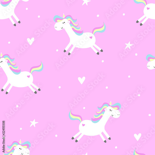 Cute hand drawn funny cute unicorn vector pattern