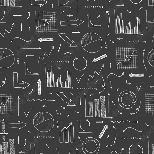 Vector seamless pattern of  different hand drawn infographic ele