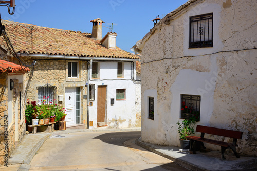 Enguidanos, Spain - September 2, 2018: One of the streets of the town of Enguidanos.