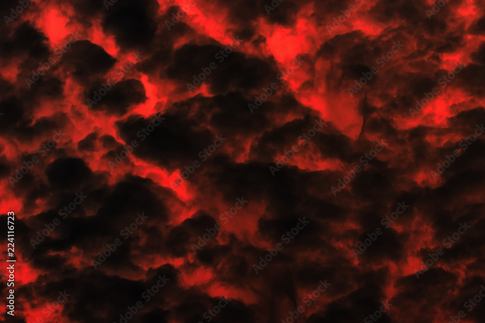 Red and black cloudy sky, background texture
