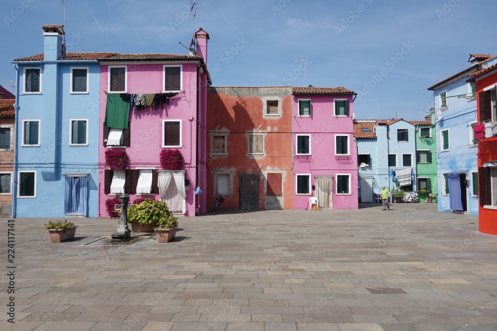 street in Burano in Venice