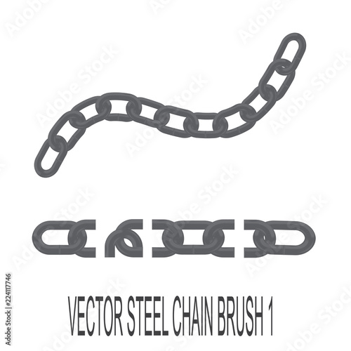 vector brush metal chain. four parts: the right and left ends of the corner.