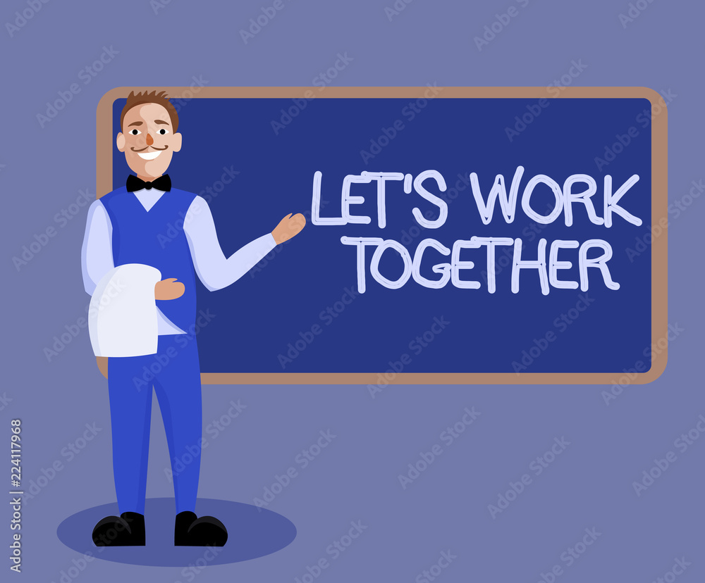 Word writing text Let s is Work Together. Business concept for Unite and Join Forces to Achieve a Common Goal.