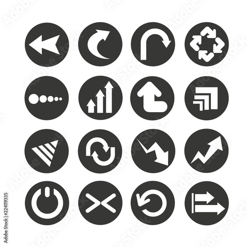 arrow icons set in circle button