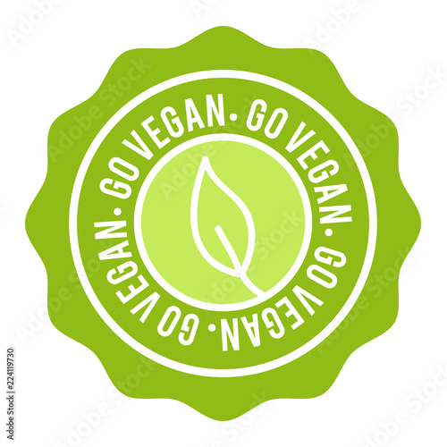 Vegan Button. Go Vegan Badge. Eps10 Vector Banner.