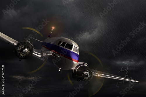 Платно Airplane Dakota in the storm.