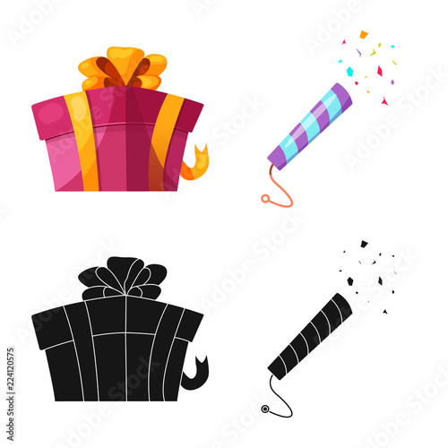 Isolated object of party and birthday symbol. Collection of party and celebration stock vector illustration.