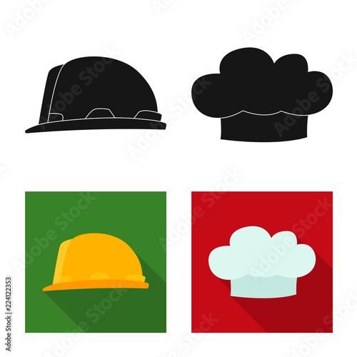 Vector design of headgear and cap symbol. Collection of headgear and accessory stock vector illustration.