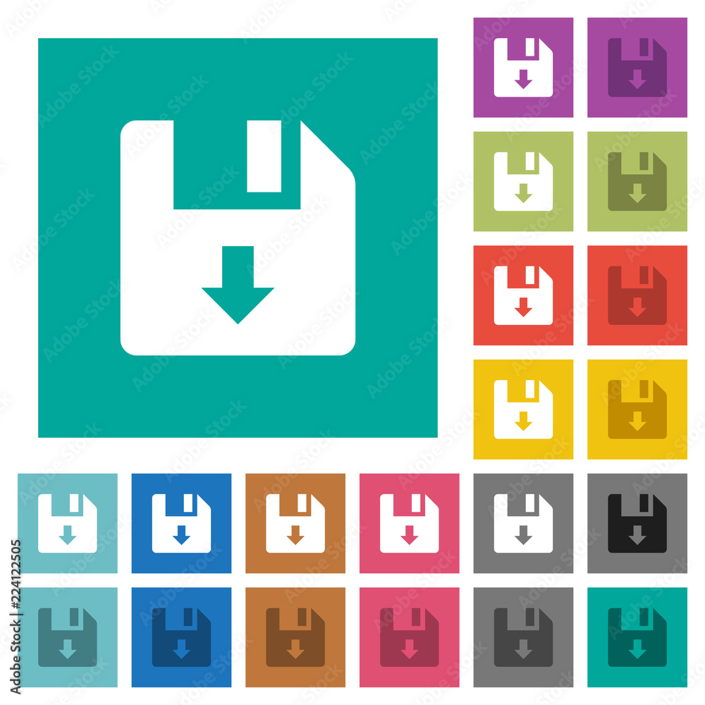 Move down file square flat multi colored icons