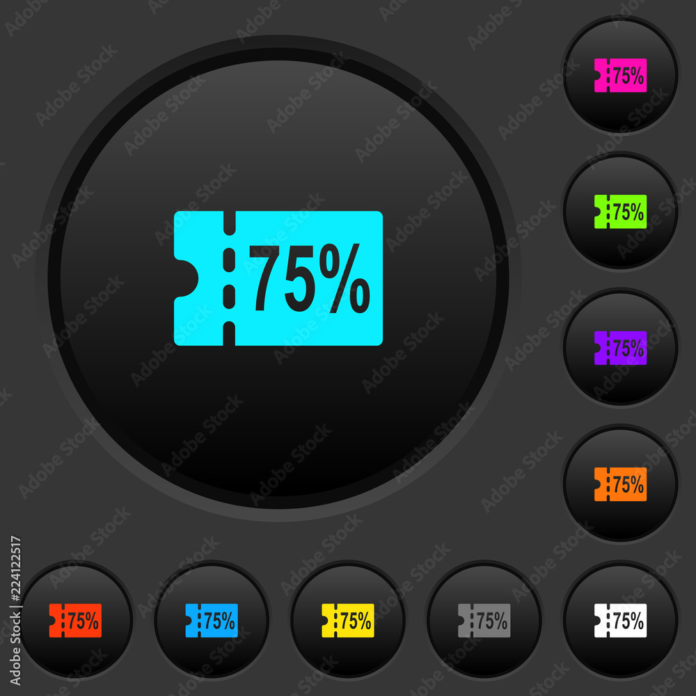 75 percent discount coupon dark push buttons with color icons 75 percent discount coupon dark push buttons with color icons