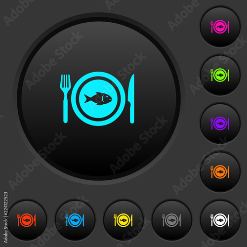 Fish for lunch dark push buttons with color icons