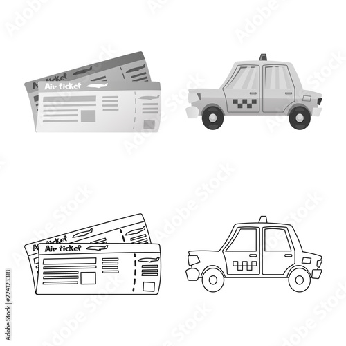 Vector design of airport and airplane logo. Collection of airport and plane stock symbol for web.