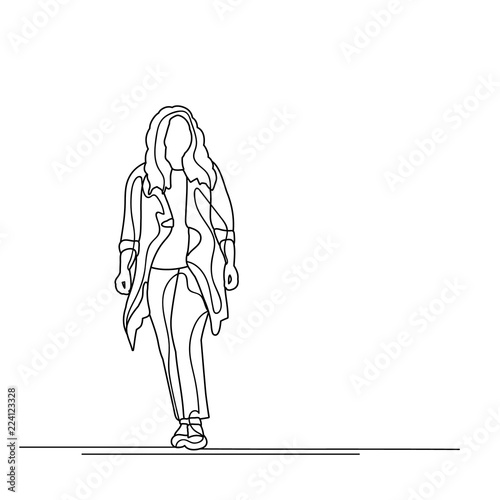 vector  isolated  sketch  lines girl going