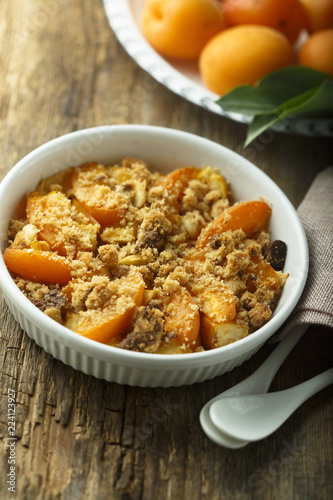 Homemade apricot crumble