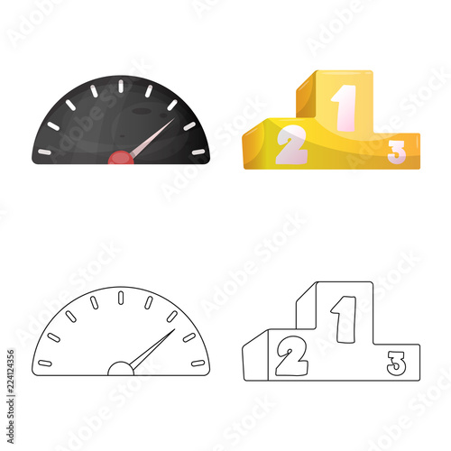 Vector illustration of car and rally icon. Set of car and race stock symbol for web.