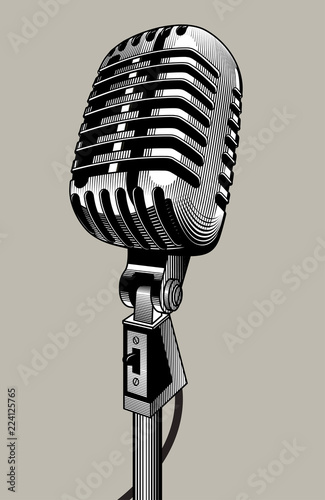 Retro microphone drawing