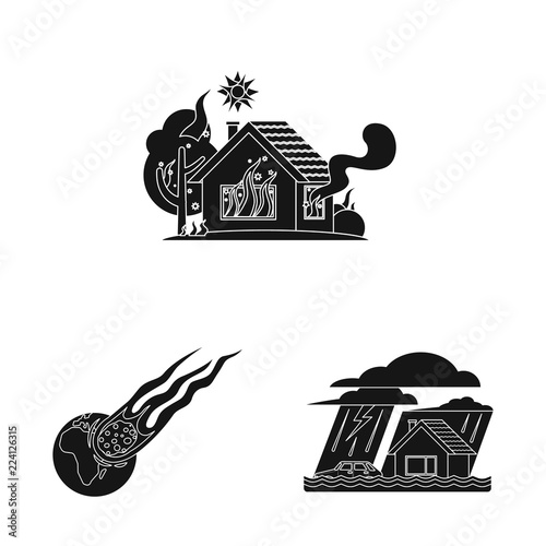 Vector design of natural and disaster logo. Set of natural and risk vector icon for stock.