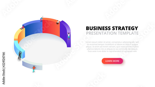 Vector isometric illustration with people for infographic. Growth concept with 6 steps, options, parts or processes. Landing page.