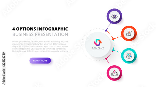 Business data visualization. Process chart. Abstract elements of graph, diagram with 4 steps, options, parts or processes. Vector business template for presentation. Creative concept for infographic.