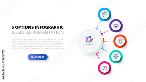 Business data visualization. Process chart. Abstract elements of graph, diagram with 5 steps, options, parts or processes. Vector business template for presentation. Creative concept for infographic.