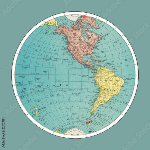 Western Hemisphere, World Atlas by Rand, McNally and Co. (1908) Digitally enhanced by rawpixel.