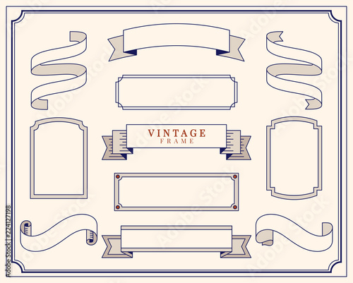 Collection of vintage ornament frame illustration