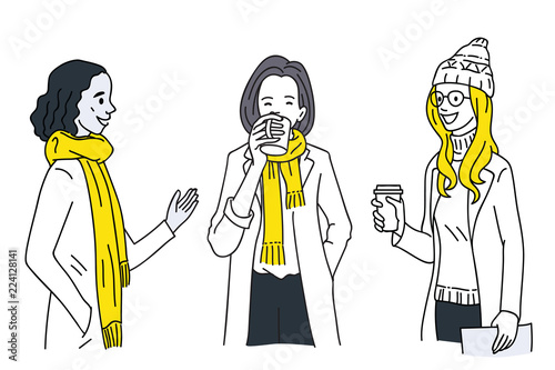 Women talking together in winter