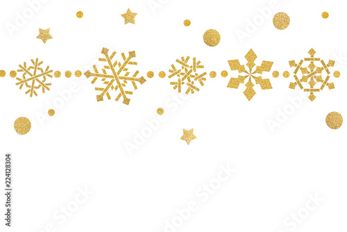 Snowflake bunting paper cut on white background - isolated