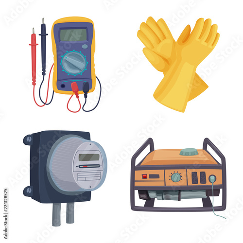 Vector illustration of electricity and electric logo. Collection of electricity and energy stock symbol for web.