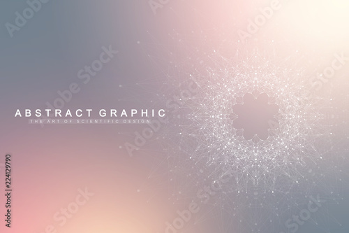 Big Genomic Data Visualization. DNA helix, DNA strand, DNA Test. Molecule or atom, neurons. Abstract structure for Science or medical background, banner.